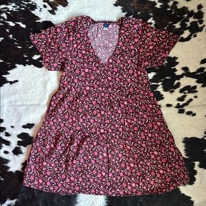 Old Navy Pink Burgundy Floral V-Neck Mini Dress Size XS